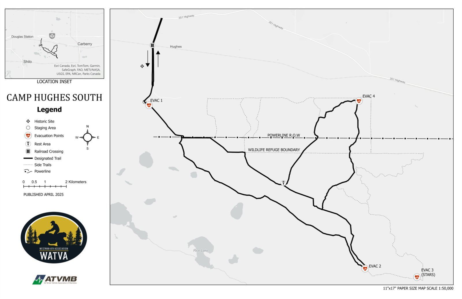 Camp Hughes South trail map